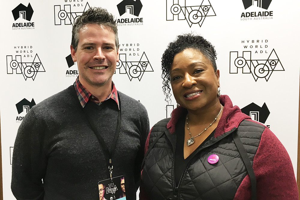 Josh Garratt with Dr Christyl Johnson at Hybrid World Adelaide